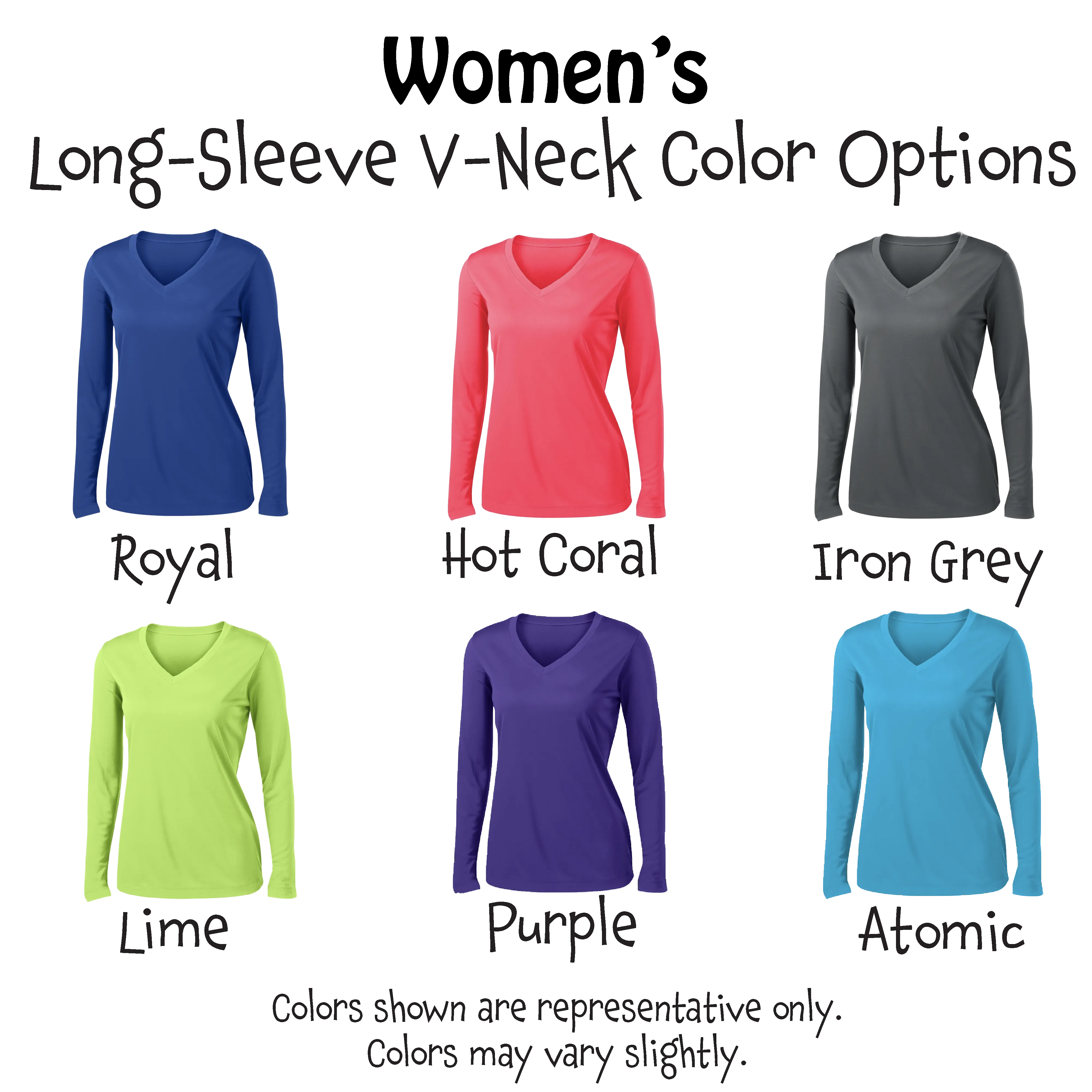 002 With Pickleballs (Colors Cyan Purple Rainbow) Customizable | Women's Long Sleeve V-Neck Pickleball Shirts | 100% Polyester