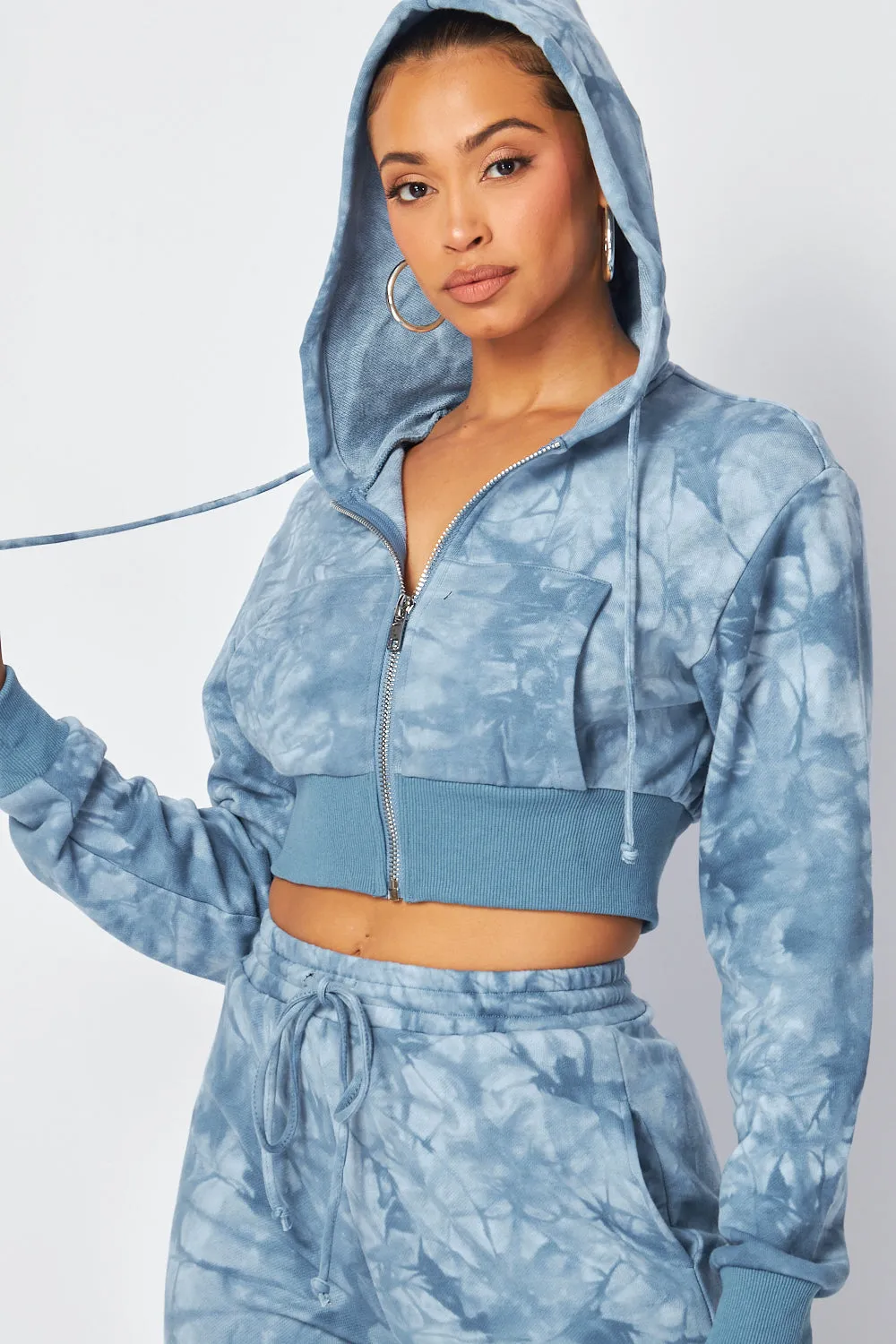 Aaliyah Tie Dye Crop Hoodie & Straight Pants Set