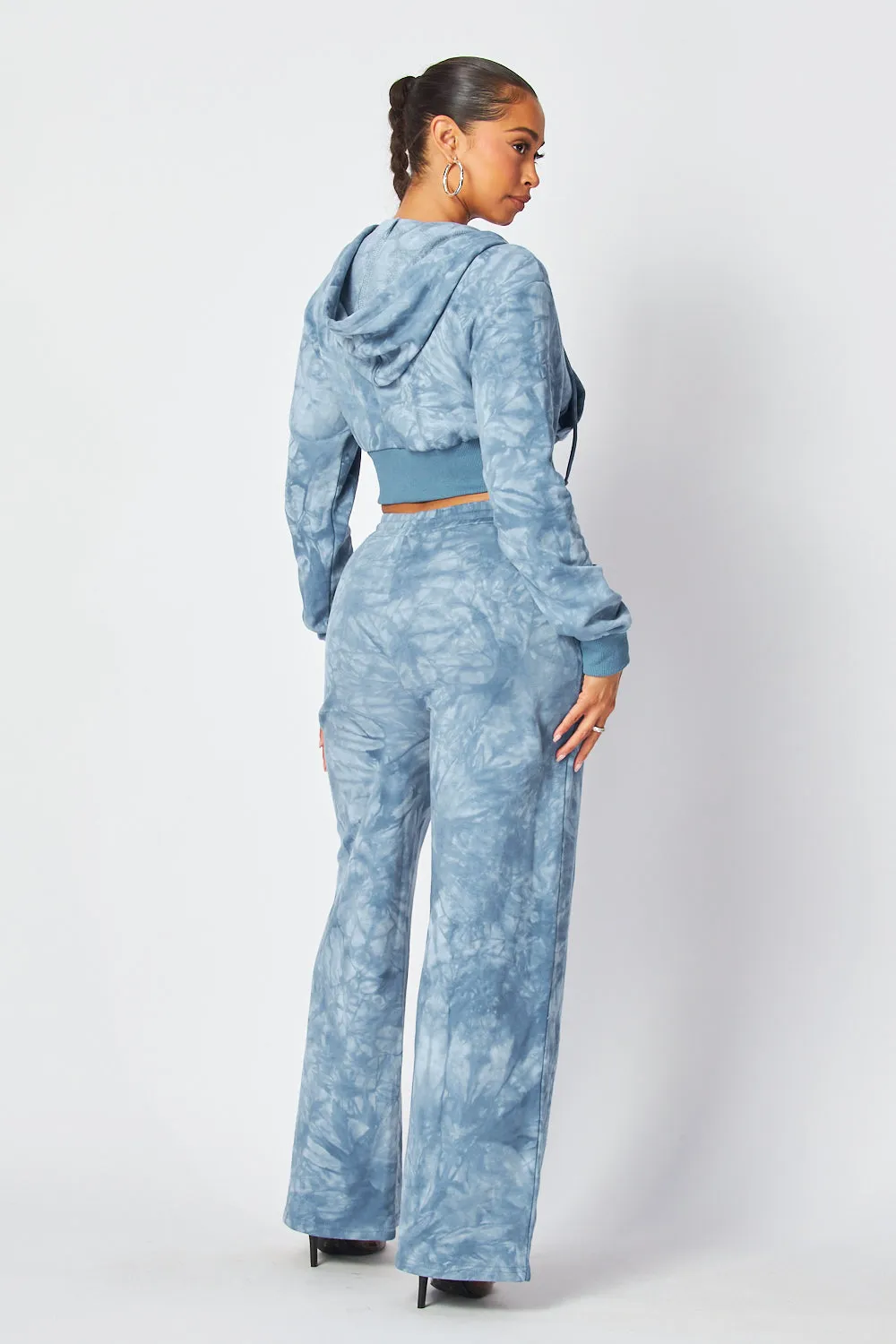 Aaliyah Tie Dye Crop Hoodie & Straight Pants Set