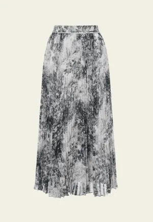 Black-and-shite Motif Chiffon Pleated Skirt