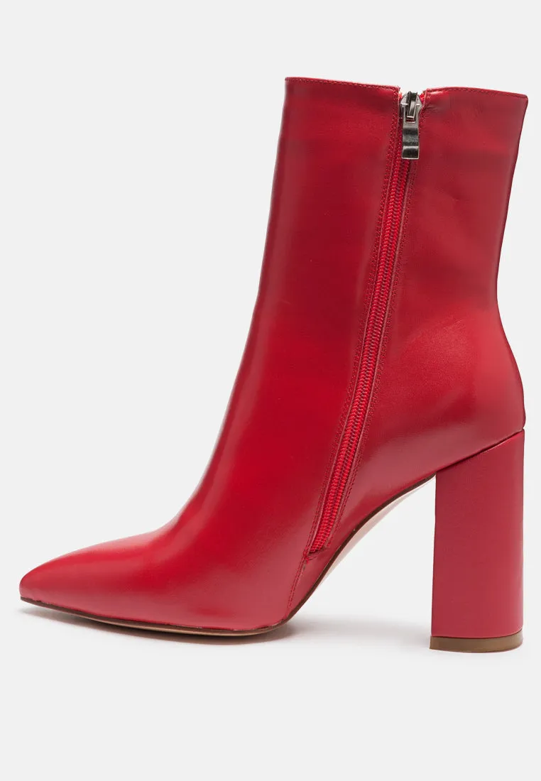 block heeled leather ankle boot