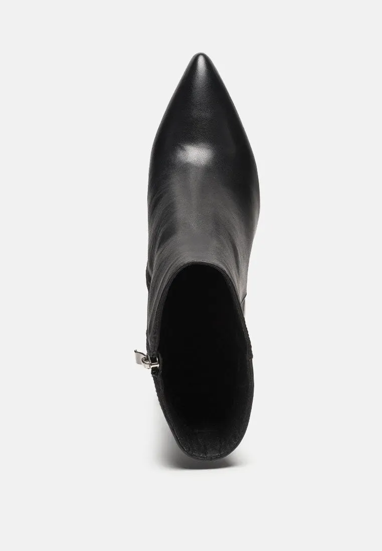 block heeled leather ankle boot