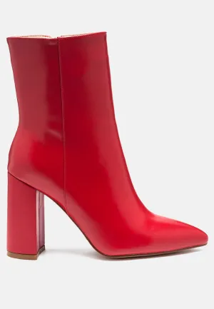 block heeled leather ankle boot