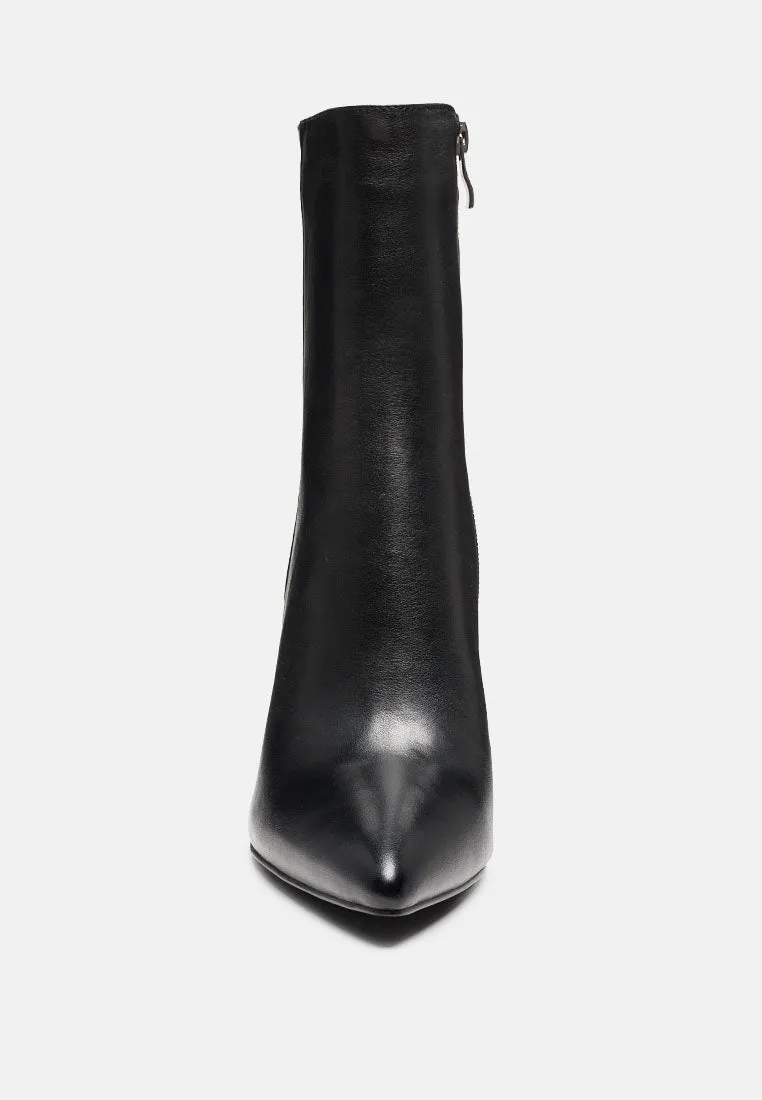 block heeled leather ankle boot