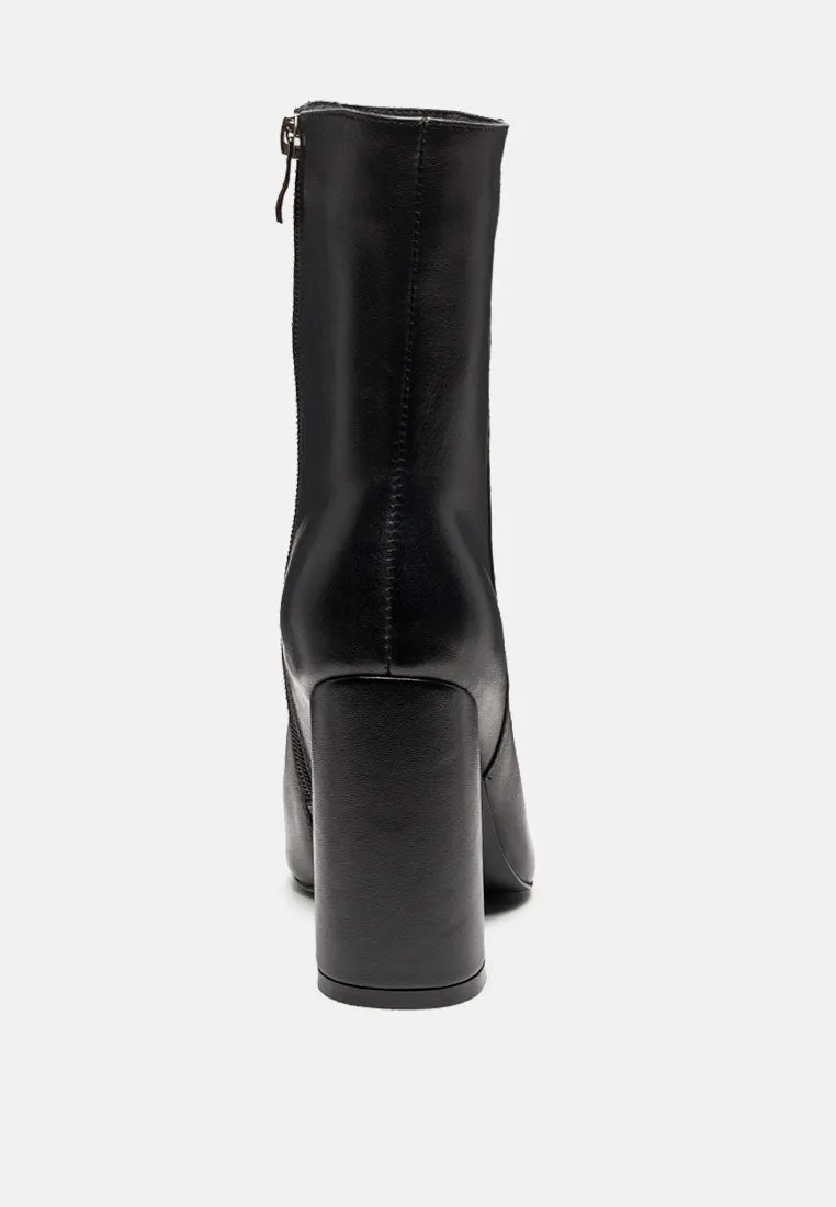block heeled leather ankle boot