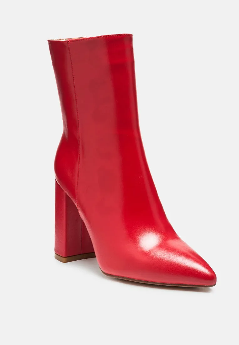 block heeled leather ankle boot