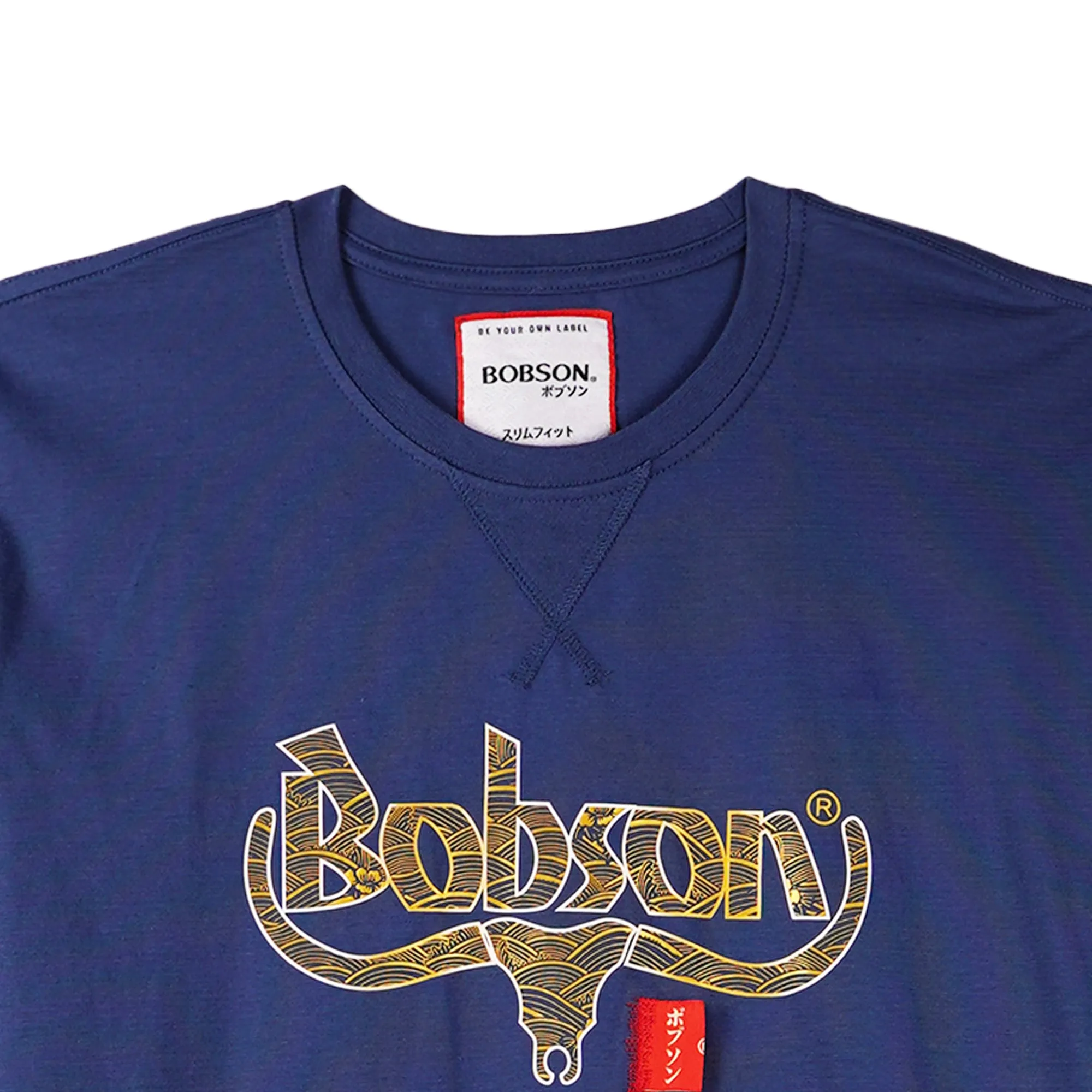 Bobson Japanese Men's Basic Tees for Men Missed Lycra Fabric Trendy Fashion High Quality Apparel Comfortable Casual Top for Men Slim Fit 111486 (Blue)