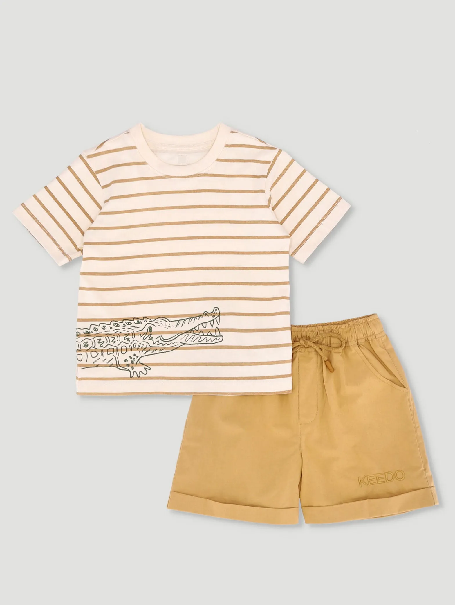 Boys Striped Le Croc Tee And Short Set
