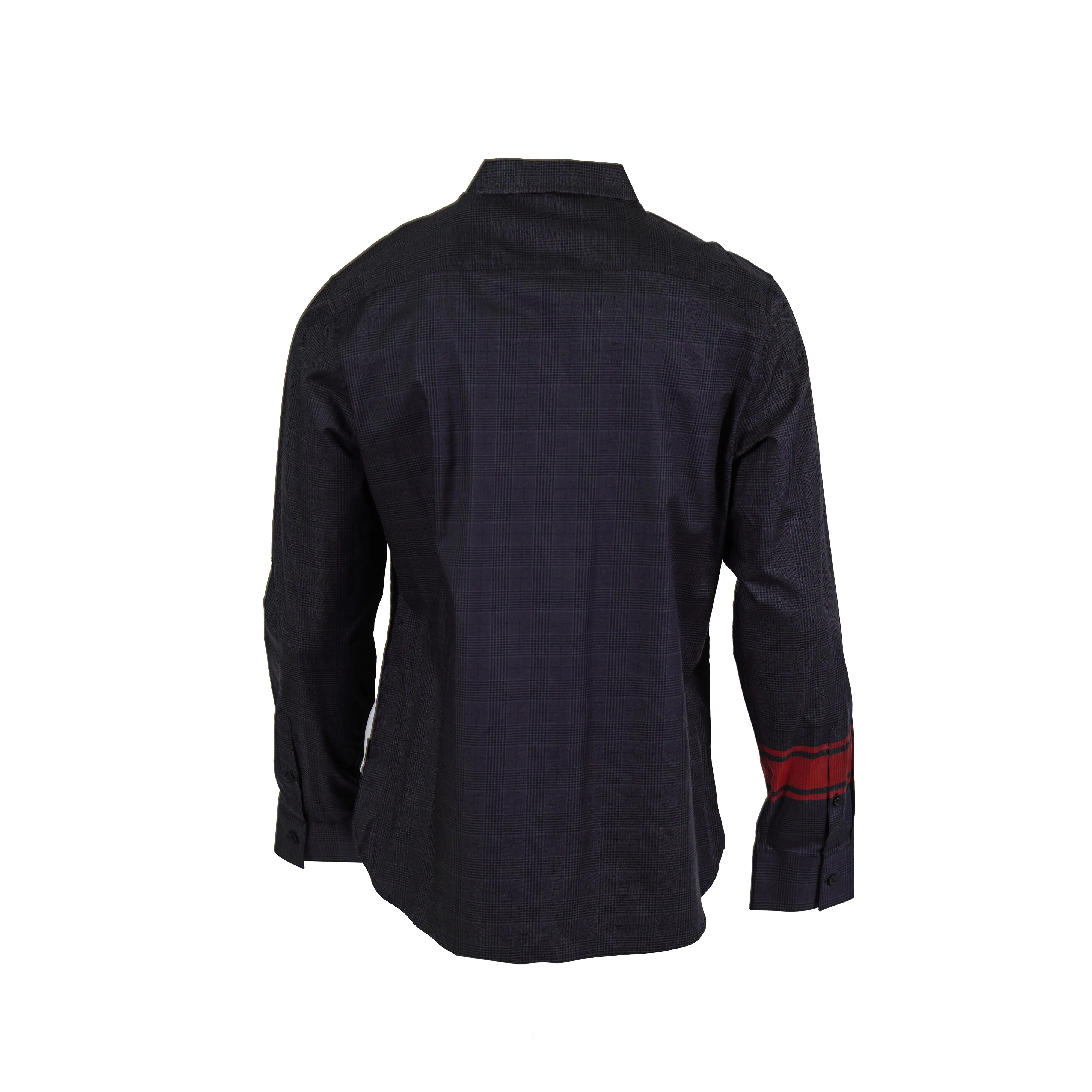Calvin Klein Men's Glenn Plaid Button Front Long Sleeve Shirt Black Gray Large