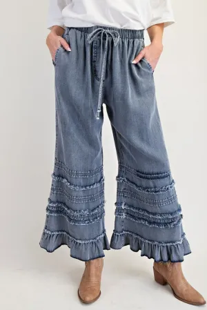 Chambray Ruffle Pants