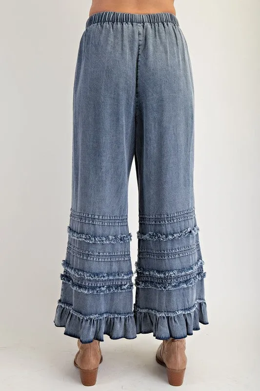 Chambray Ruffle Pants