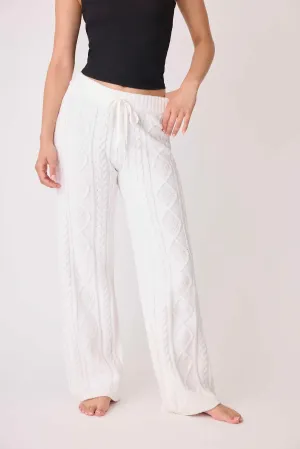 Chenille Cozy Cable Lounge Pant- Ivory