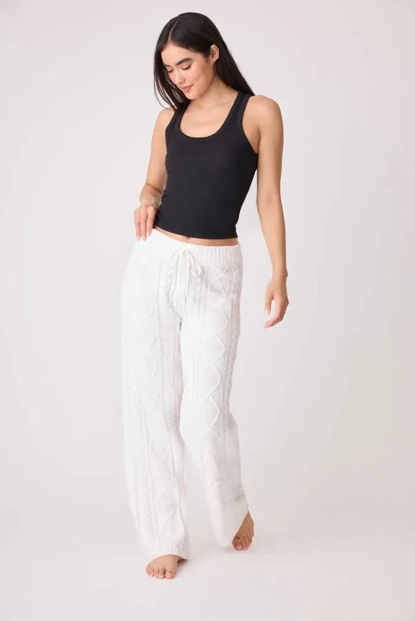 Chenille Cozy Cable Lounge Pant- Ivory