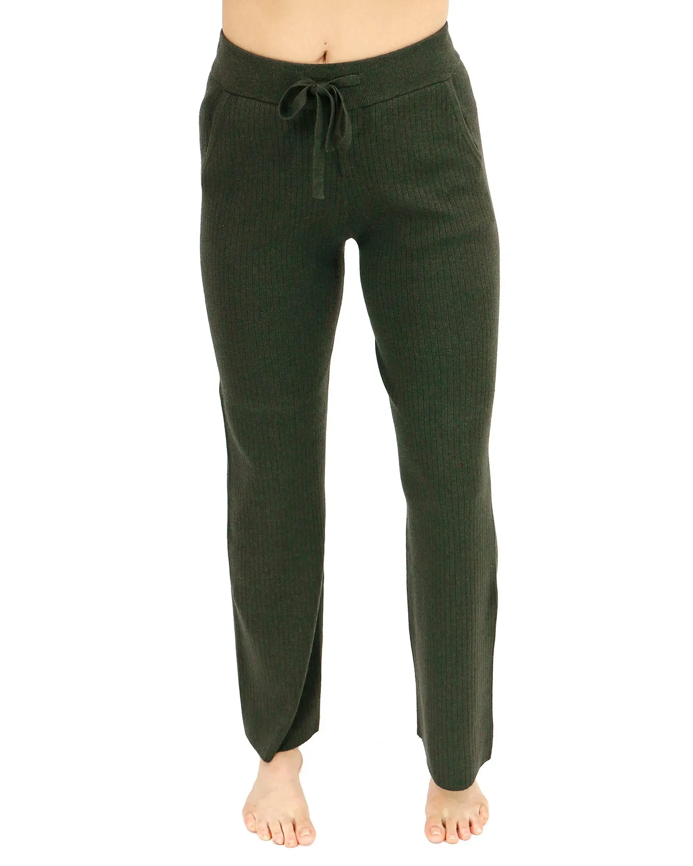 Classic & Cozy Winter Moss Ribbed Sweater Pants
