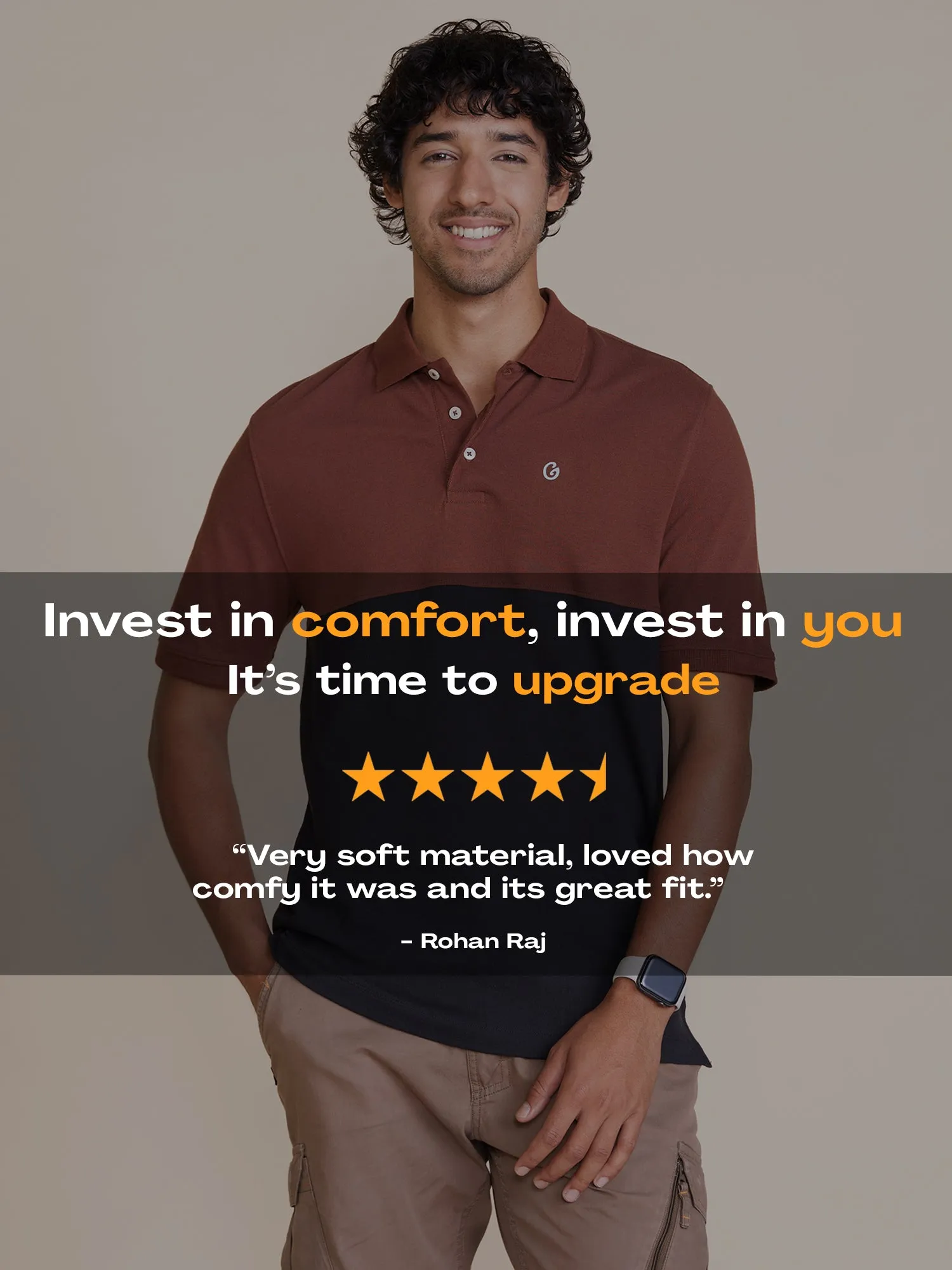 Color Block Polo T-shirt Brown