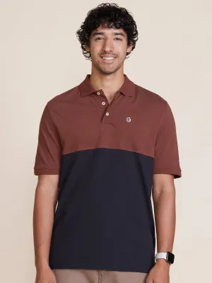 Color Block Polo T-shirt Brown