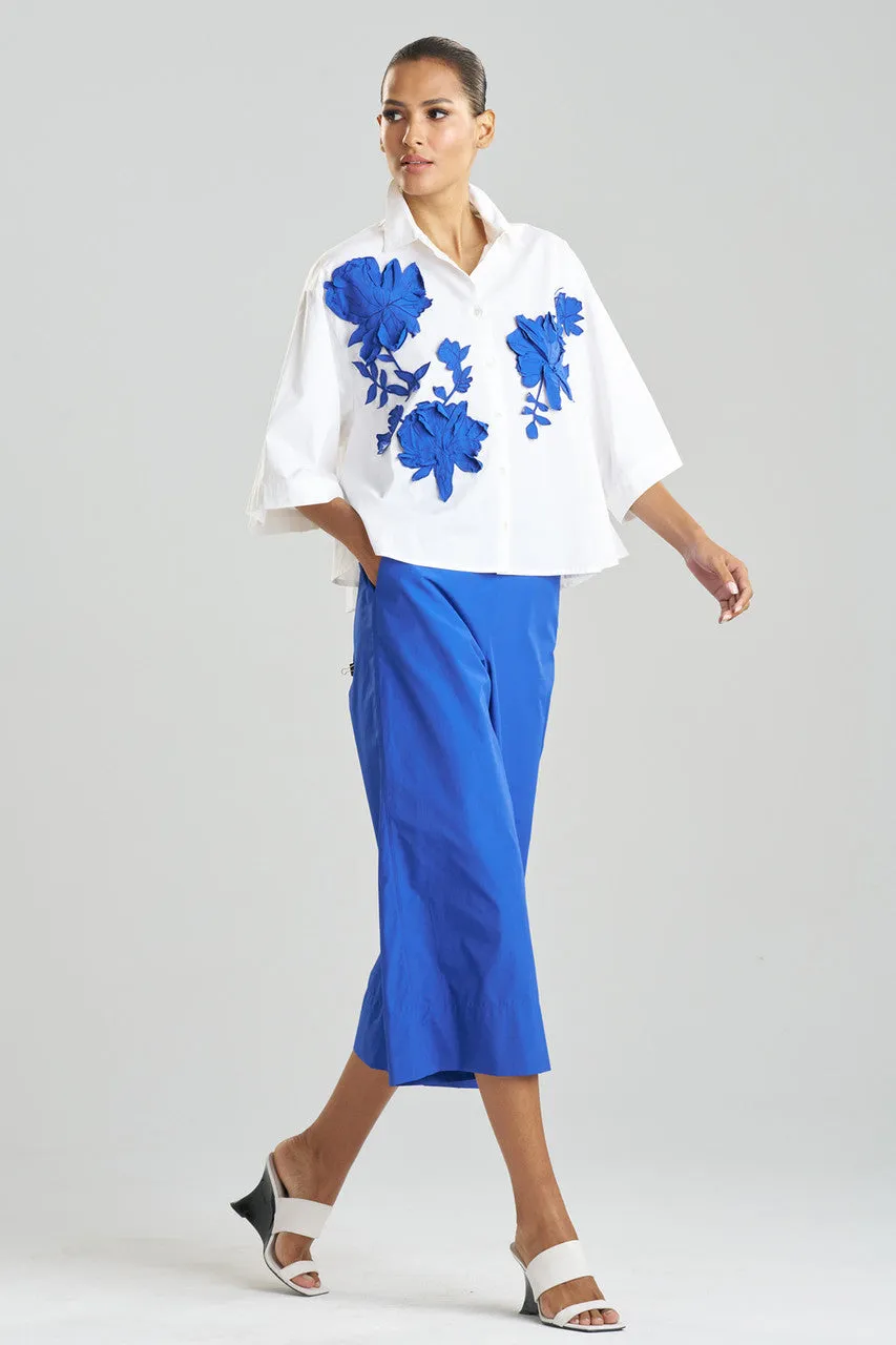 Cotton Poplin Embroidered Trapeze Shirt
