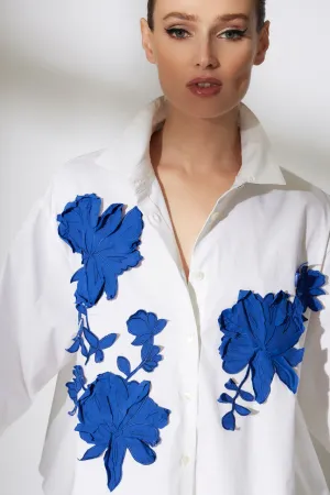 Cotton Poplin Embroidered Trapeze Shirt