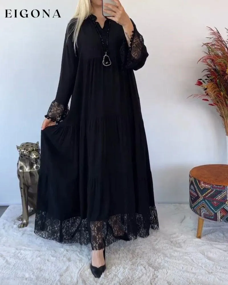 Elegant lace solid color dress