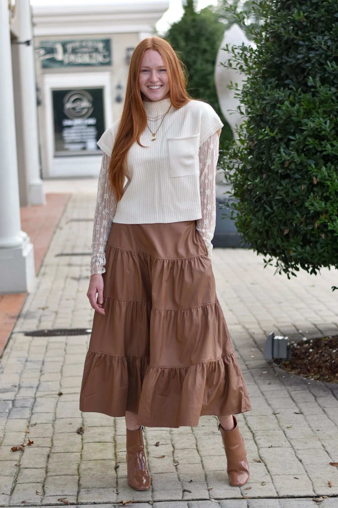 Faux Leather Tiered Skirt
