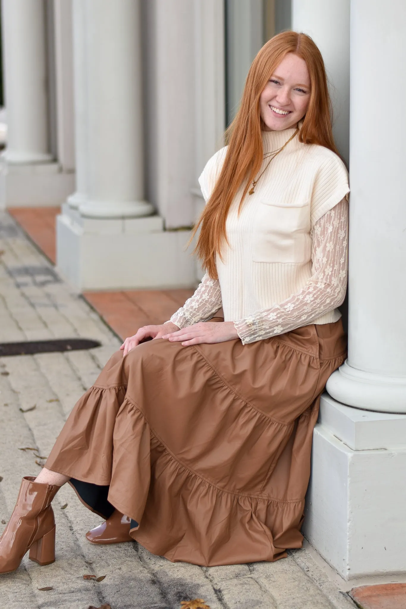 Faux Leather Tiered Skirt