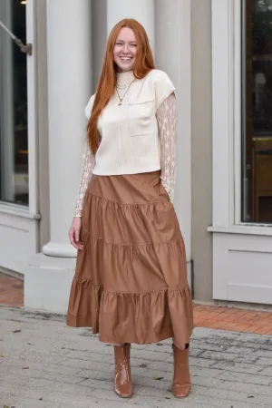 Faux Leather Tiered Skirt