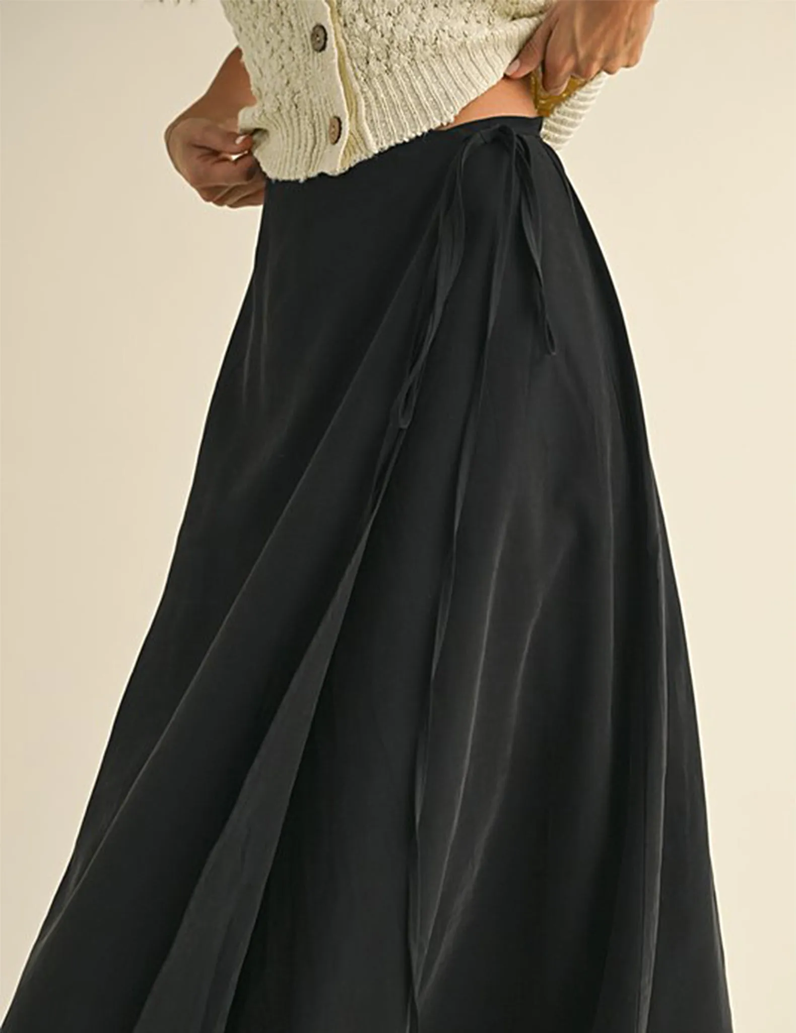 Gabriella Black Silken Wrap Skirt