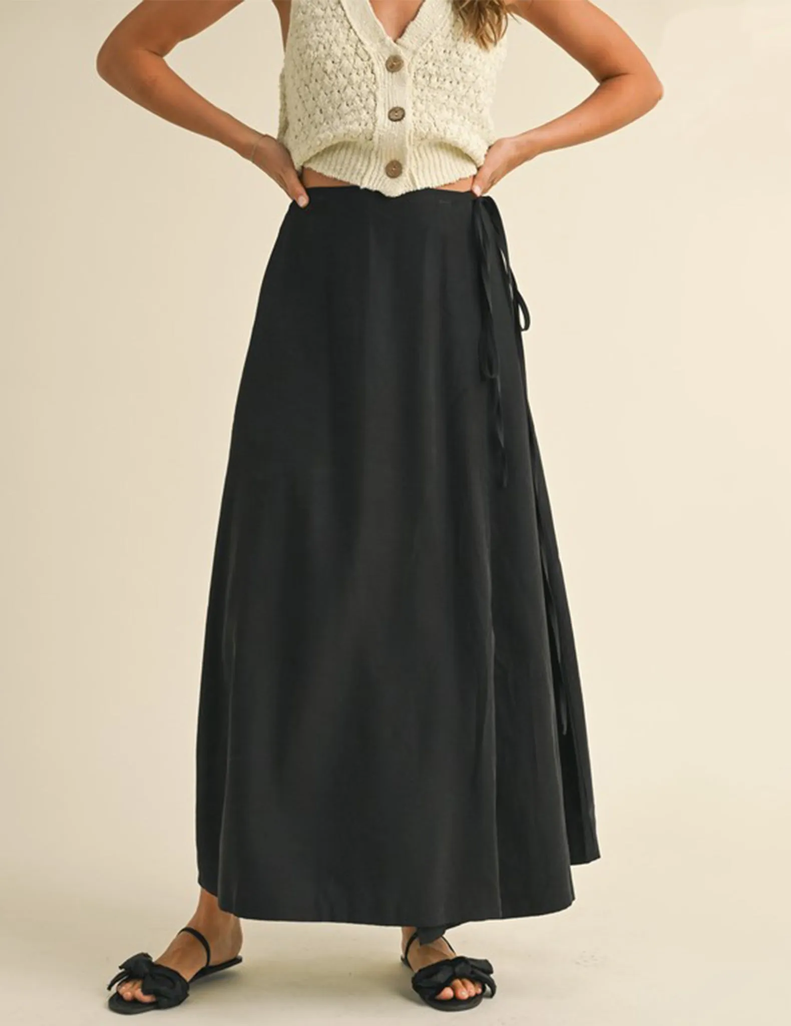 Gabriella Black Silken Wrap Skirt