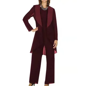 Ginette Elegant Chiffon Long Sleeves Mother of the Bride Pantsuit
