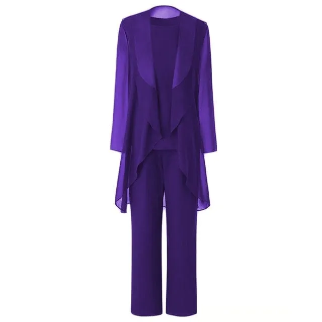 Ginette Elegant Chiffon Long Sleeves Mother of the Bride Pantsuit