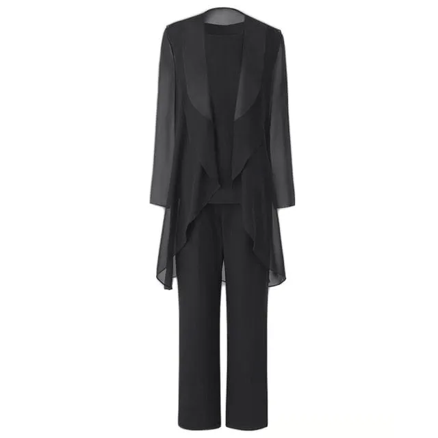 Ginette Elegant Chiffon Long Sleeves Mother of the Bride Pantsuit