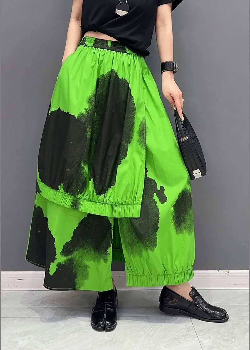 Green Asymmetrical Cozy Pants Skirt LY4336