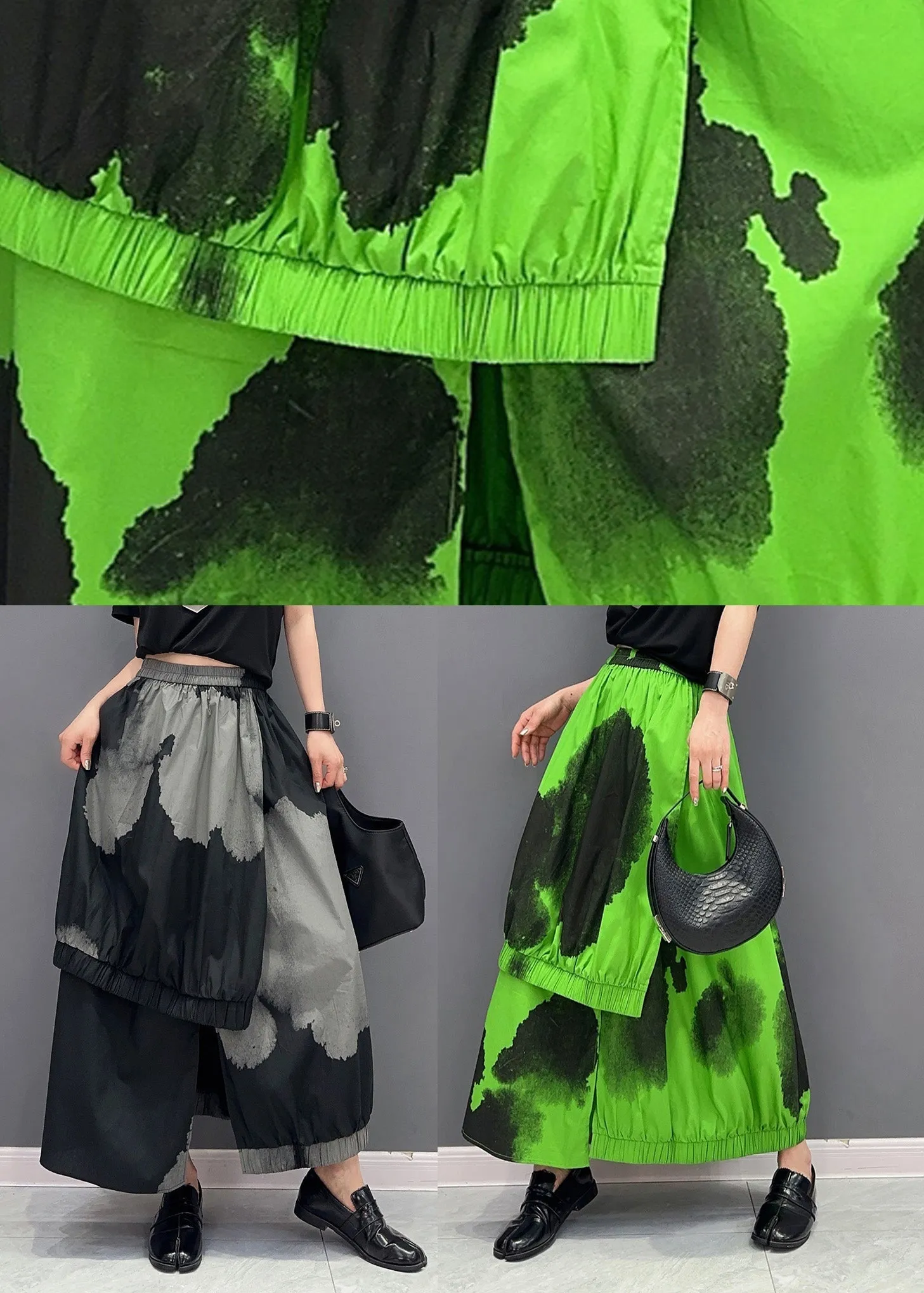 Green Asymmetrical Cozy Pants Skirt LY4336
