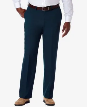 Haggar Men's Big & Tall Cool 18 Pro Classic Fit Dress Pants Blue 46 x 30