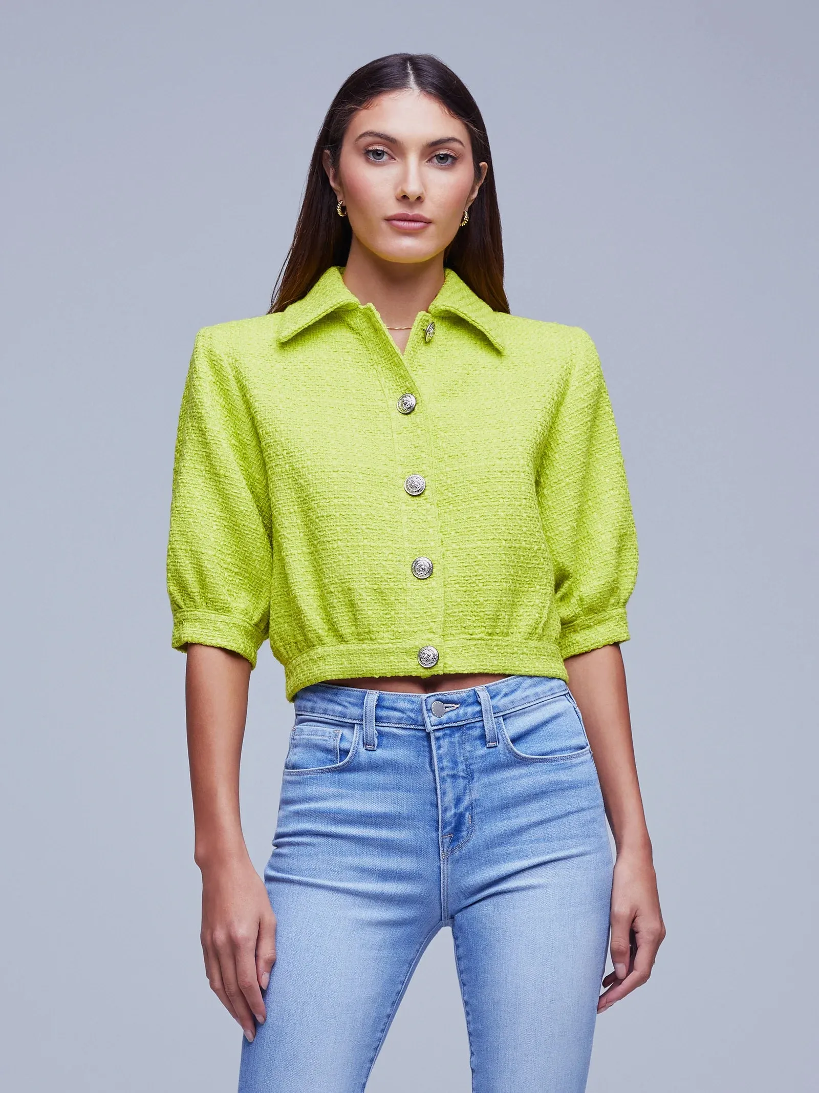 L'Agence Cove Lime Tweed Jacket