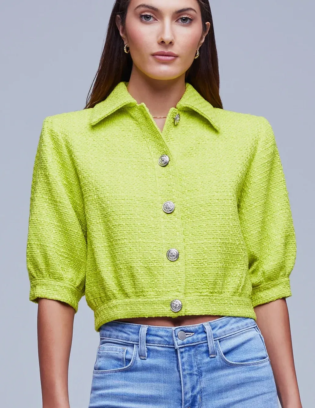 L'Agence Cove Lime Tweed Jacket