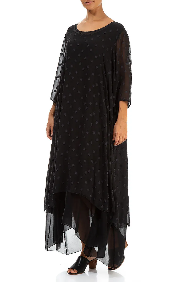 Layered Dotty Black Silk Dress