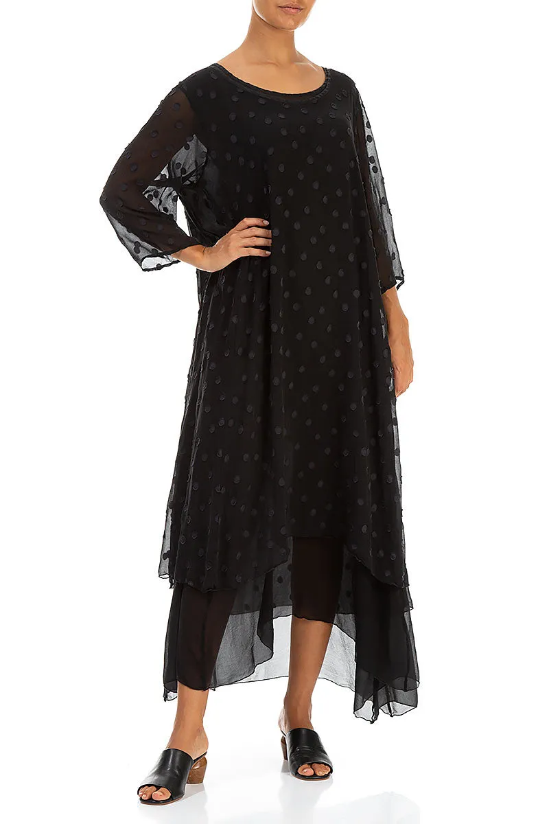 Layered Dotty Black Silk Dress
