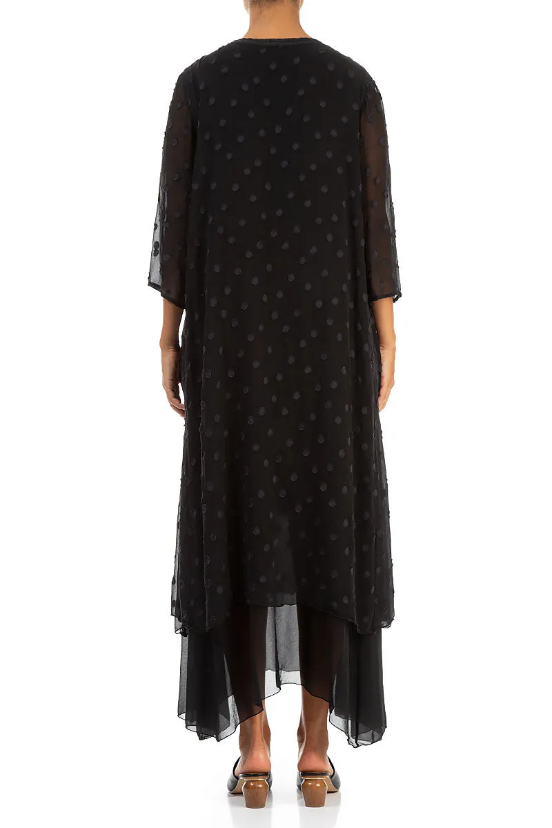 Layered Dotty Black Silk Dress