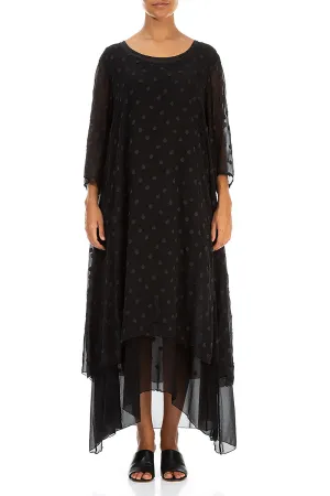 Layered Dotty Black Silk Dress