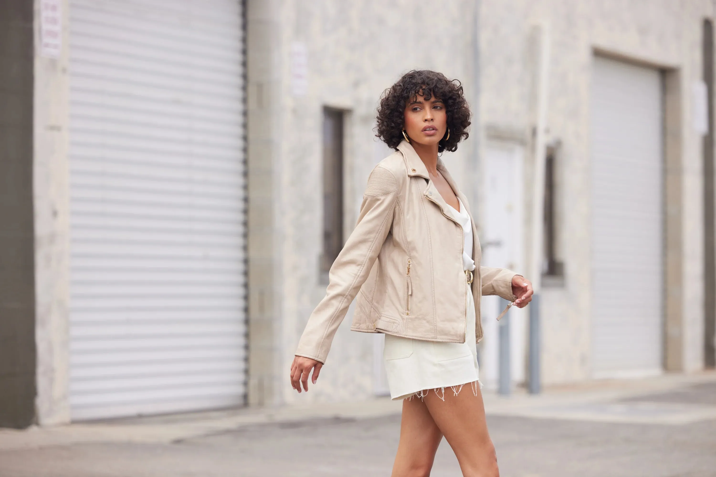Mauritius Raizel Light Beige Leather Jacket