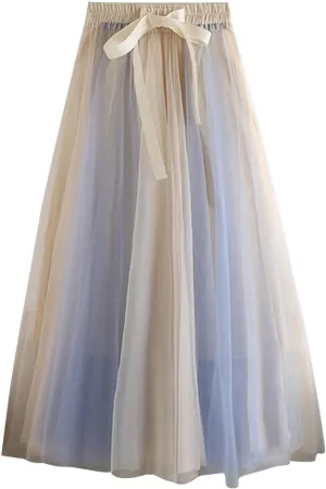 Mesh Tulle Skirts for Women 2025 Fashion Elegant Pleated Flowy Layered Skirt Casual Formal Prom Party Evening Skirts