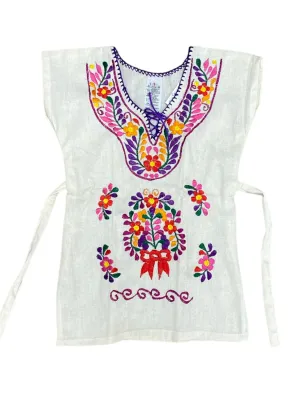 Mexican Kimono Girls Cream Dress