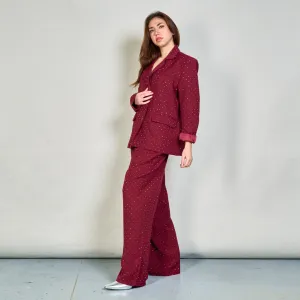Polka dot blazer and wide-leg pants set wholesale