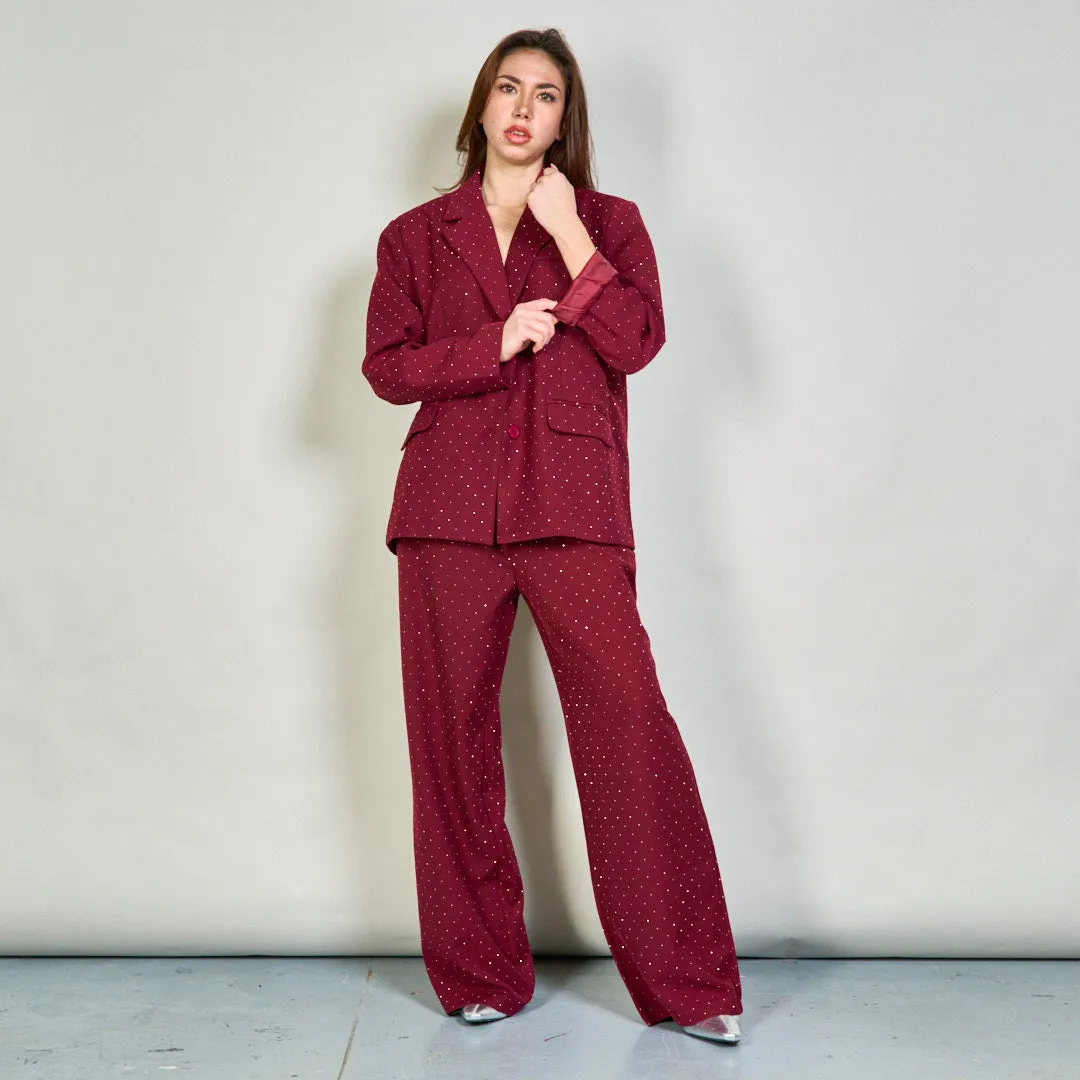 Polka dot blazer and wide-leg pants set wholesale
