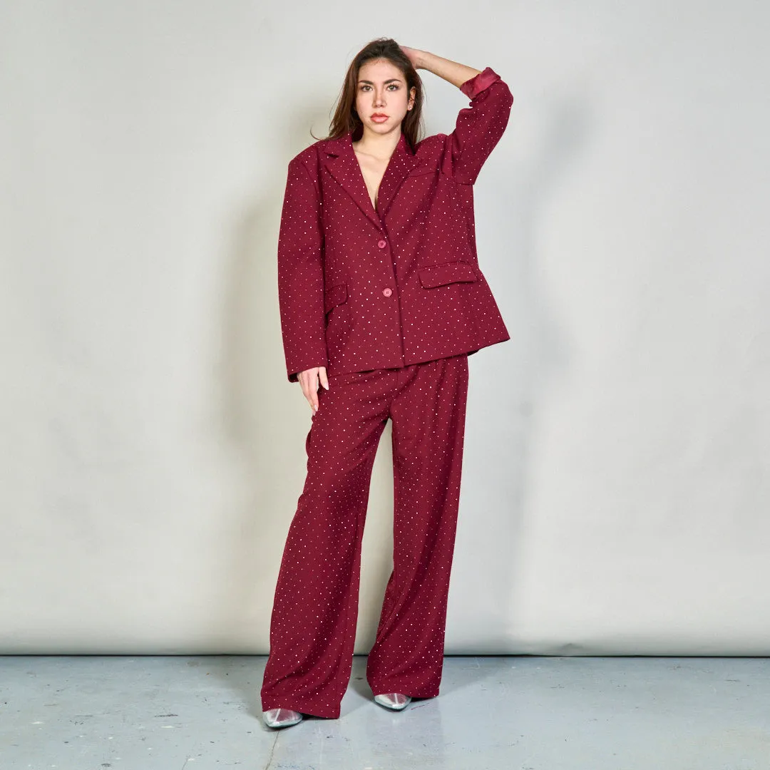 Polka dot blazer and wide-leg pants set wholesale