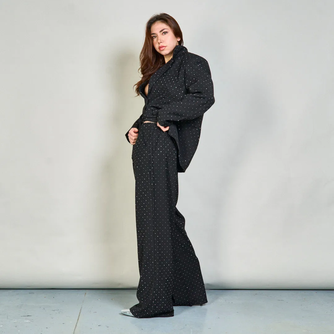 Polka dot blazer and wide-leg pants set wholesale