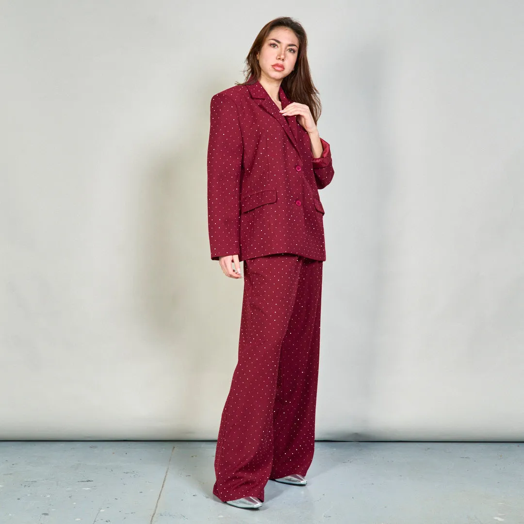 Polka dot blazer and wide-leg pants set wholesale