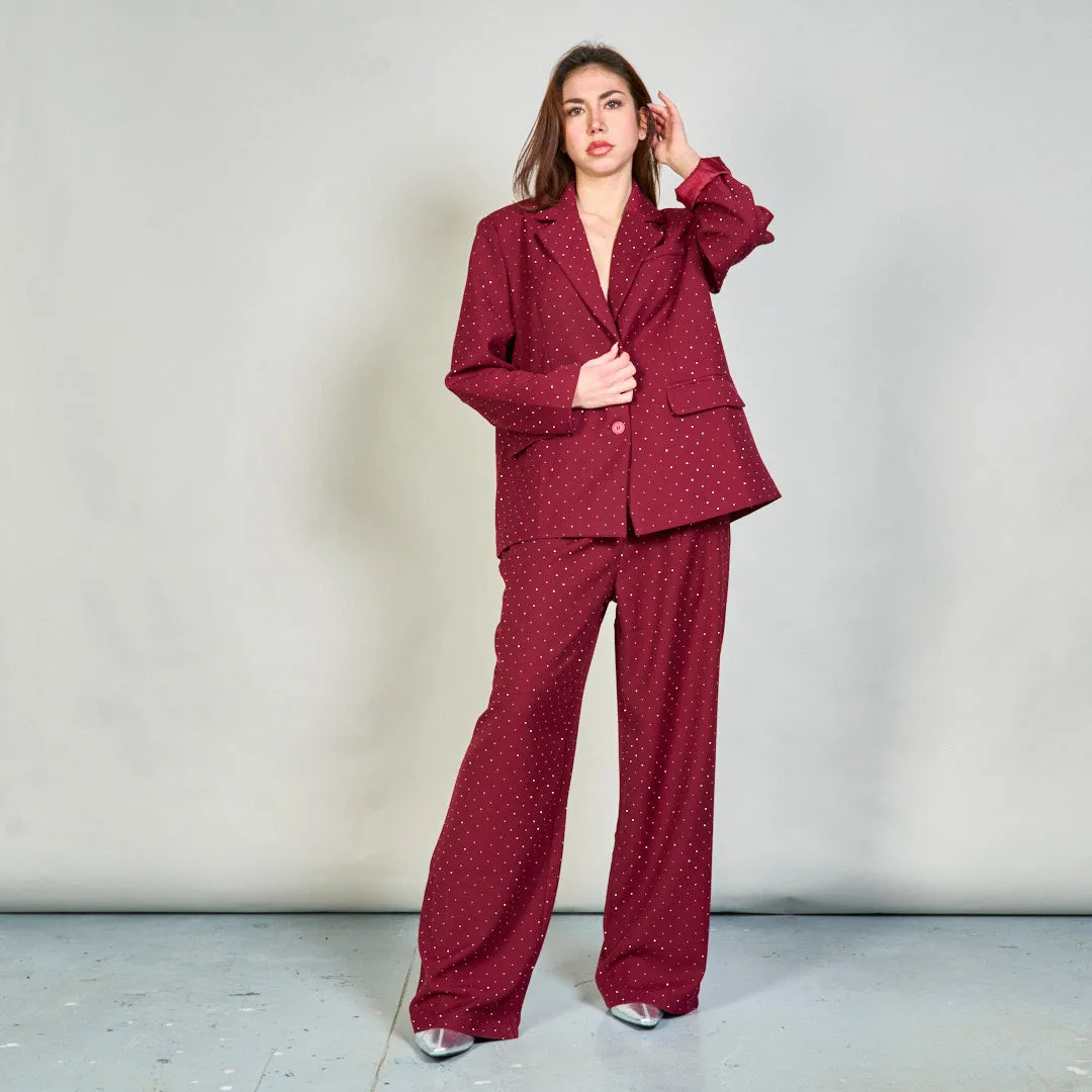Polka dot blazer and wide-leg pants set wholesale