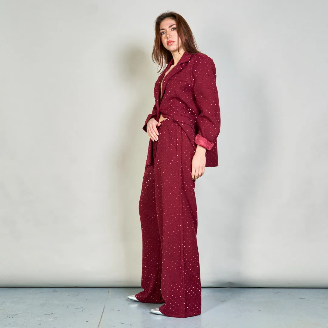 Polka dot blazer and wide-leg pants set wholesale